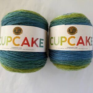 Lion Brand Cupcake Cake Yarn | Lot 2 Skeins | Forest Path | Greens NEW